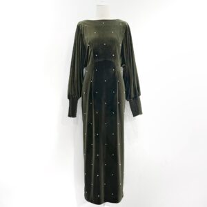 Ameri VINTAGE】BACK OPEN PEARL VELOUR DRESS | FIORI