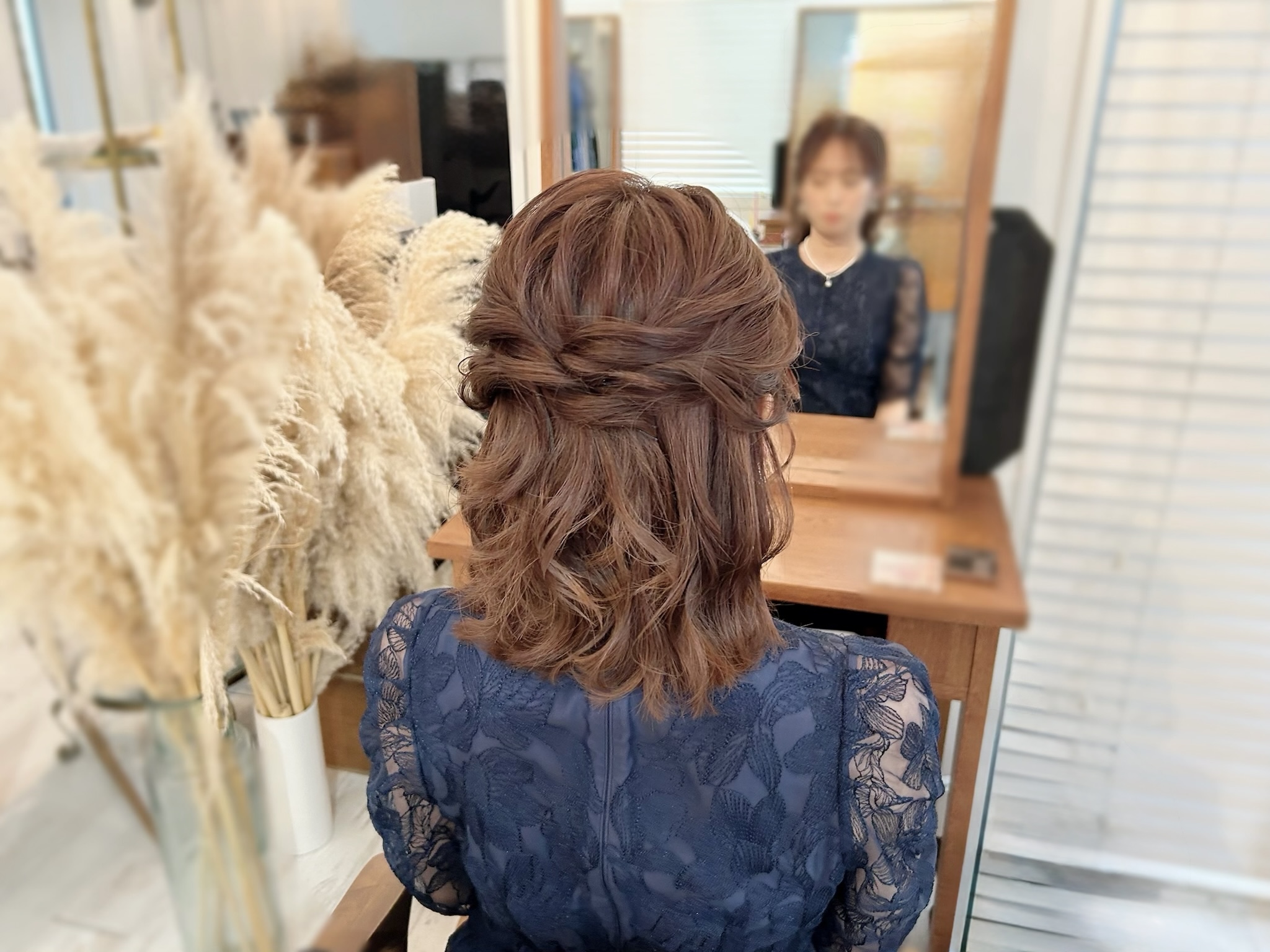 ウェーブハーフアップ